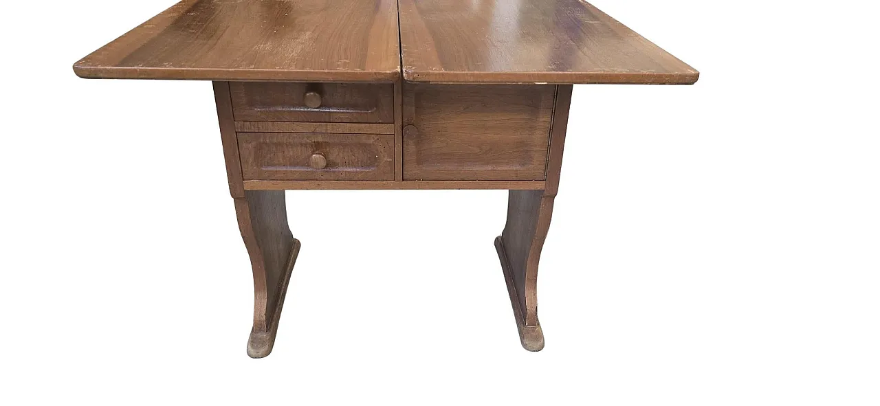 Space-saving wooden coffee table with drawers and compartment, 1970s 7