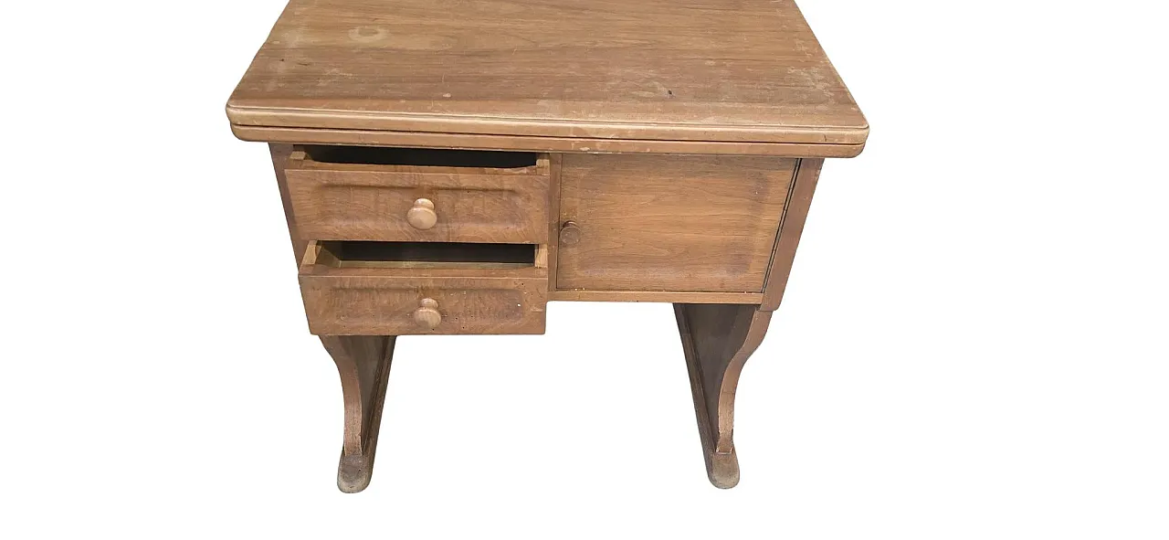 Space-saving wooden coffee table with drawers and compartment, 1970s 8