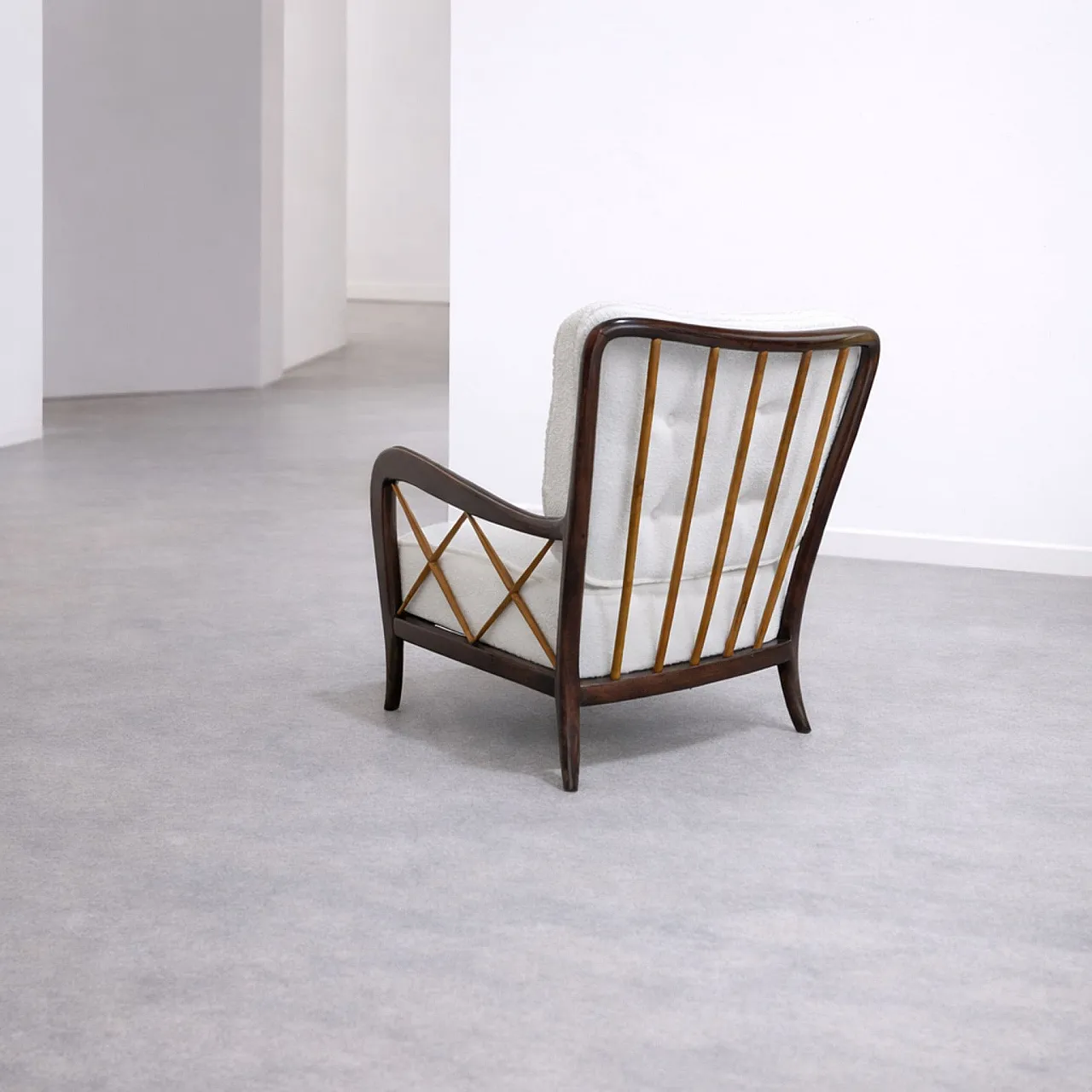 Pair of walnut and maple armchairs Paolo Buffa style, 1940s 10