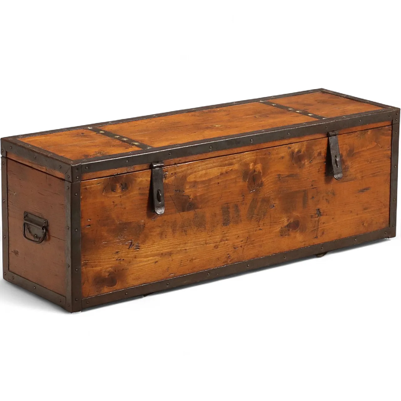 Chest made of solid fir and iron wood, 20th century 11