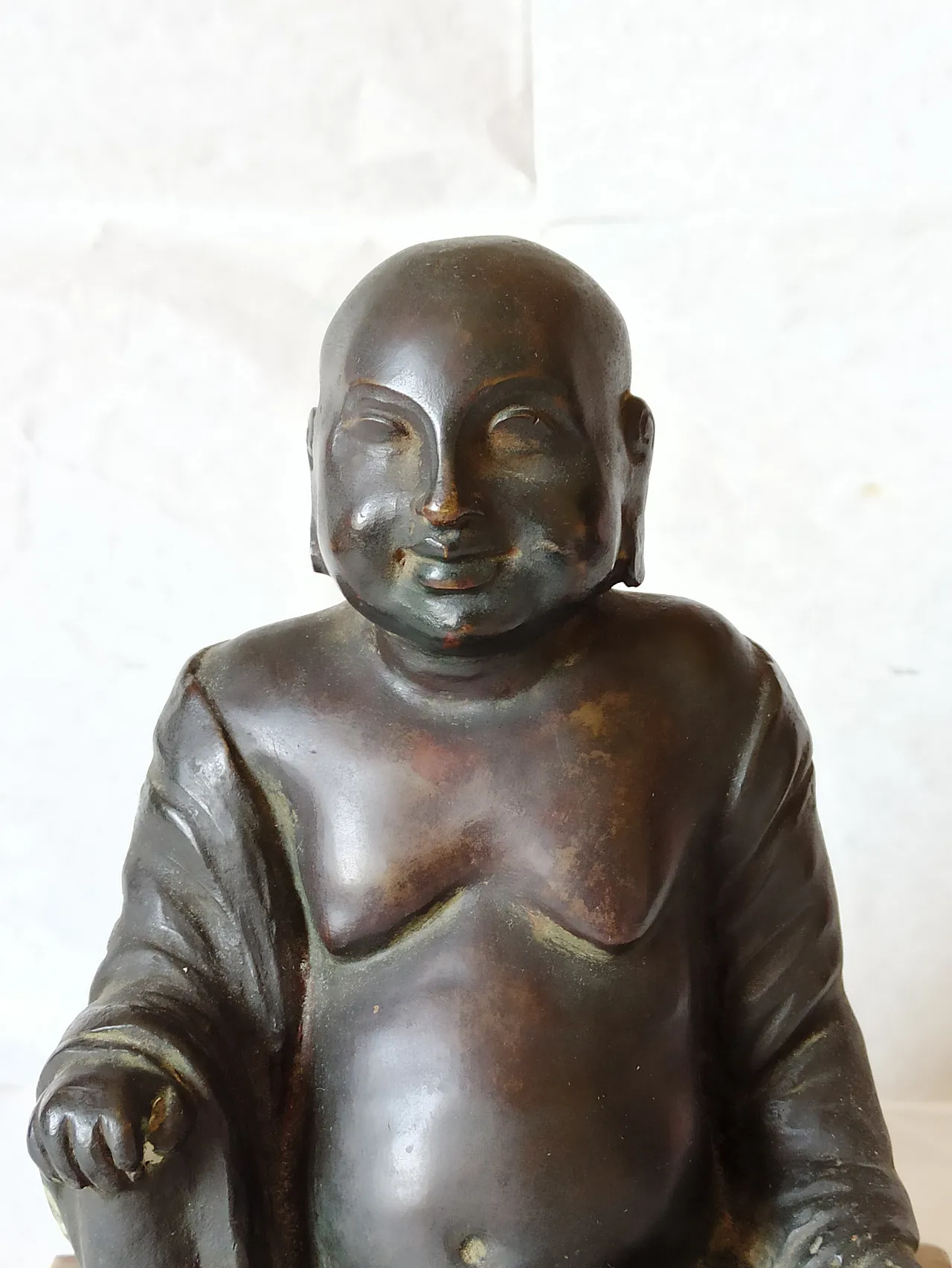Scultura Buddha seduto in bronzo con base in marmo, '800 6