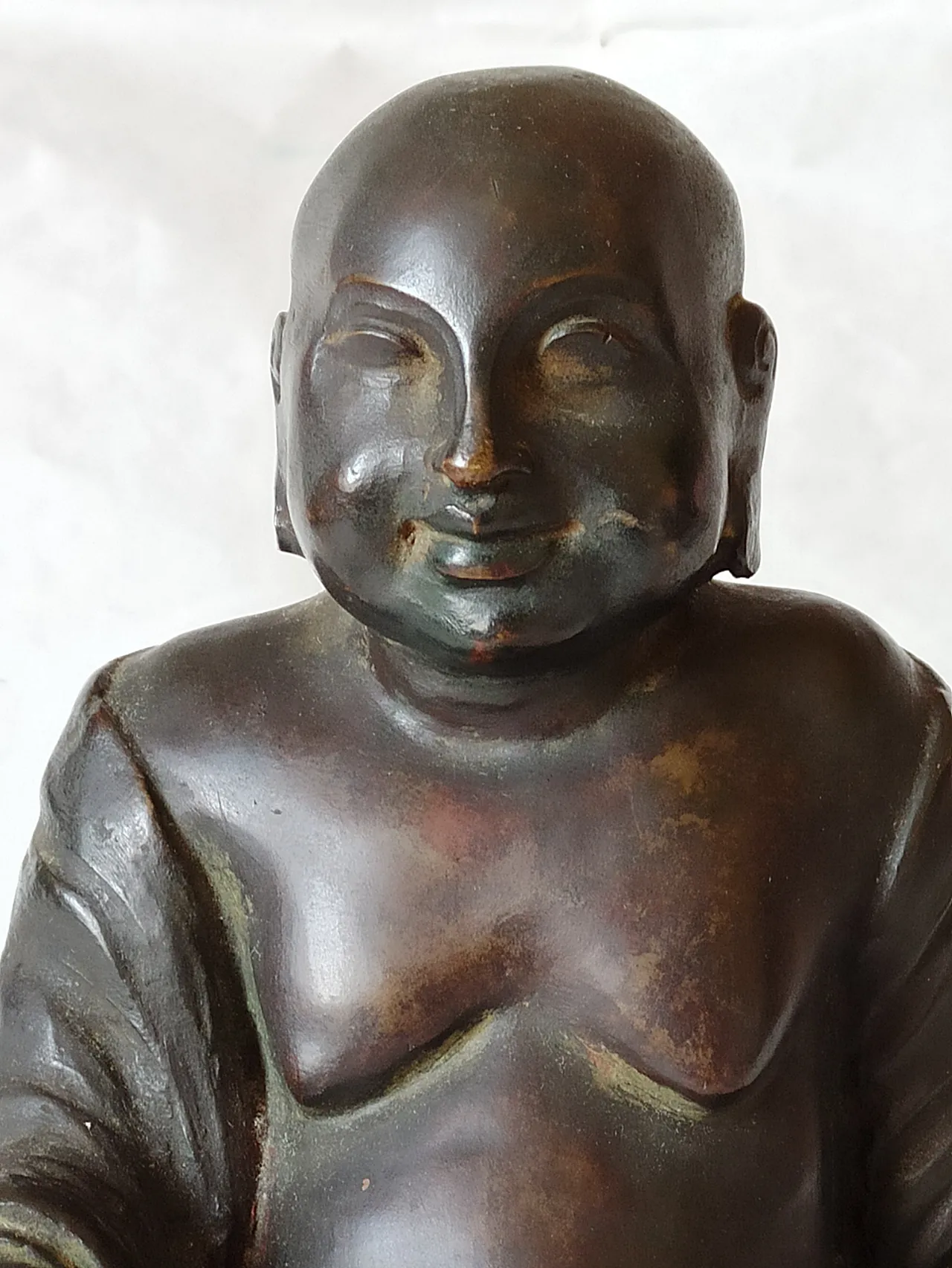 Scultura Buddha seduto in bronzo con base in marmo, '800 9