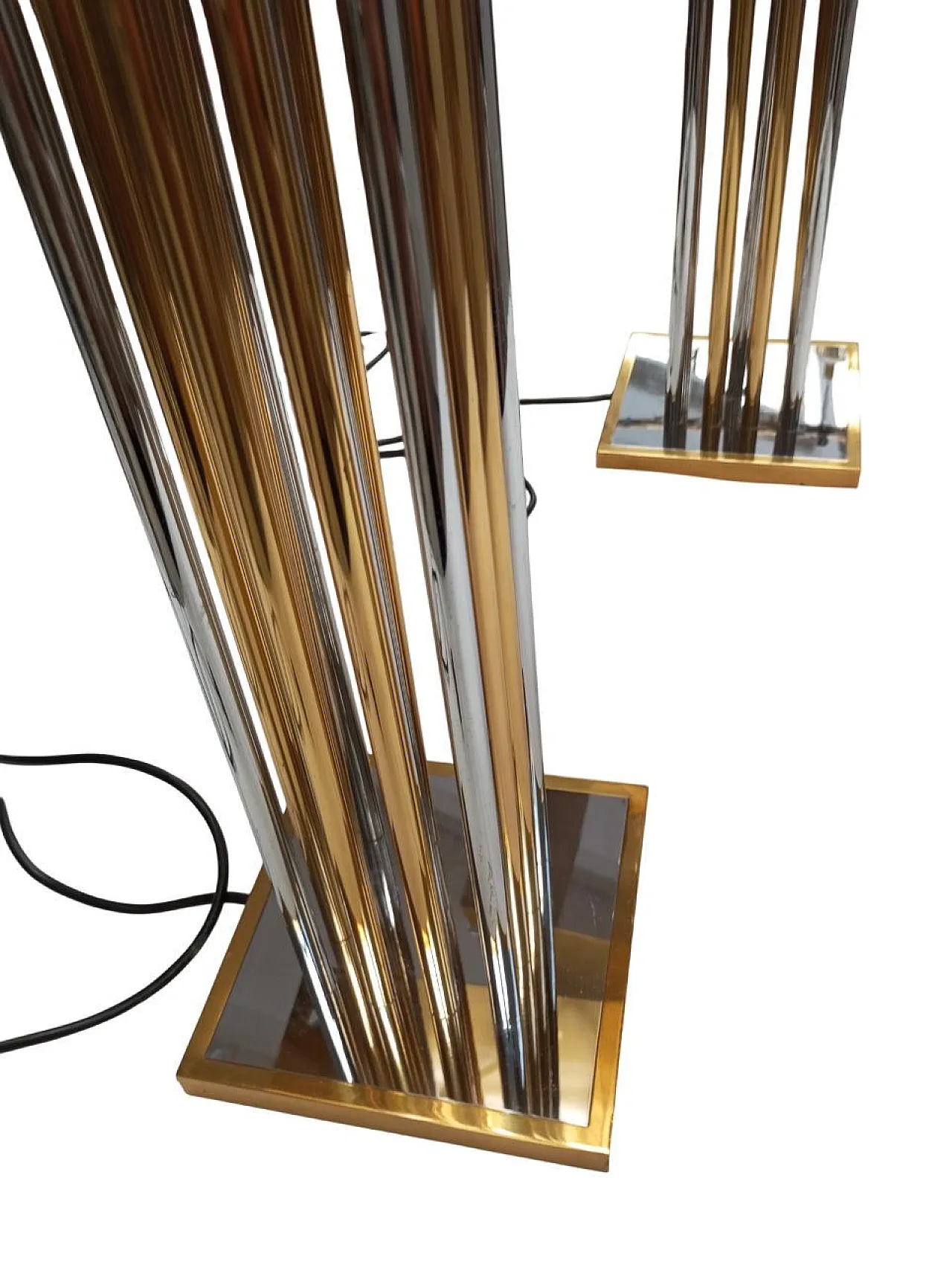 Pair of brass and chromed brass table lamps, Italy, 1970s 6