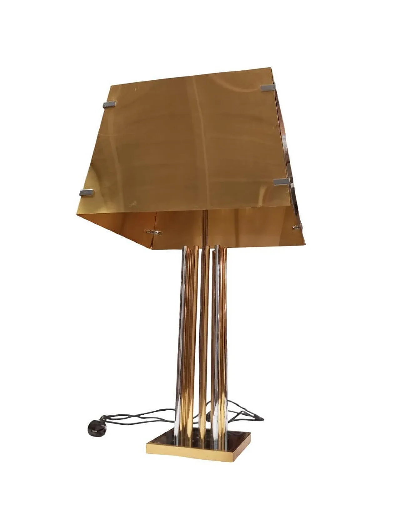 Pair of brass and chromed brass table lamps, Italy, 1970s 8