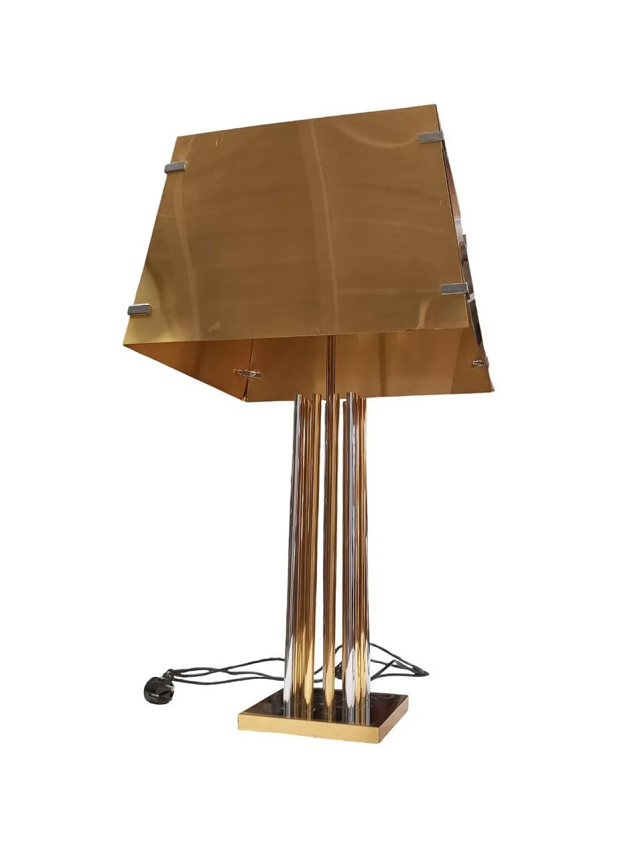 Pair of brass and chromed brass table lamps, Italy, 1970s 9