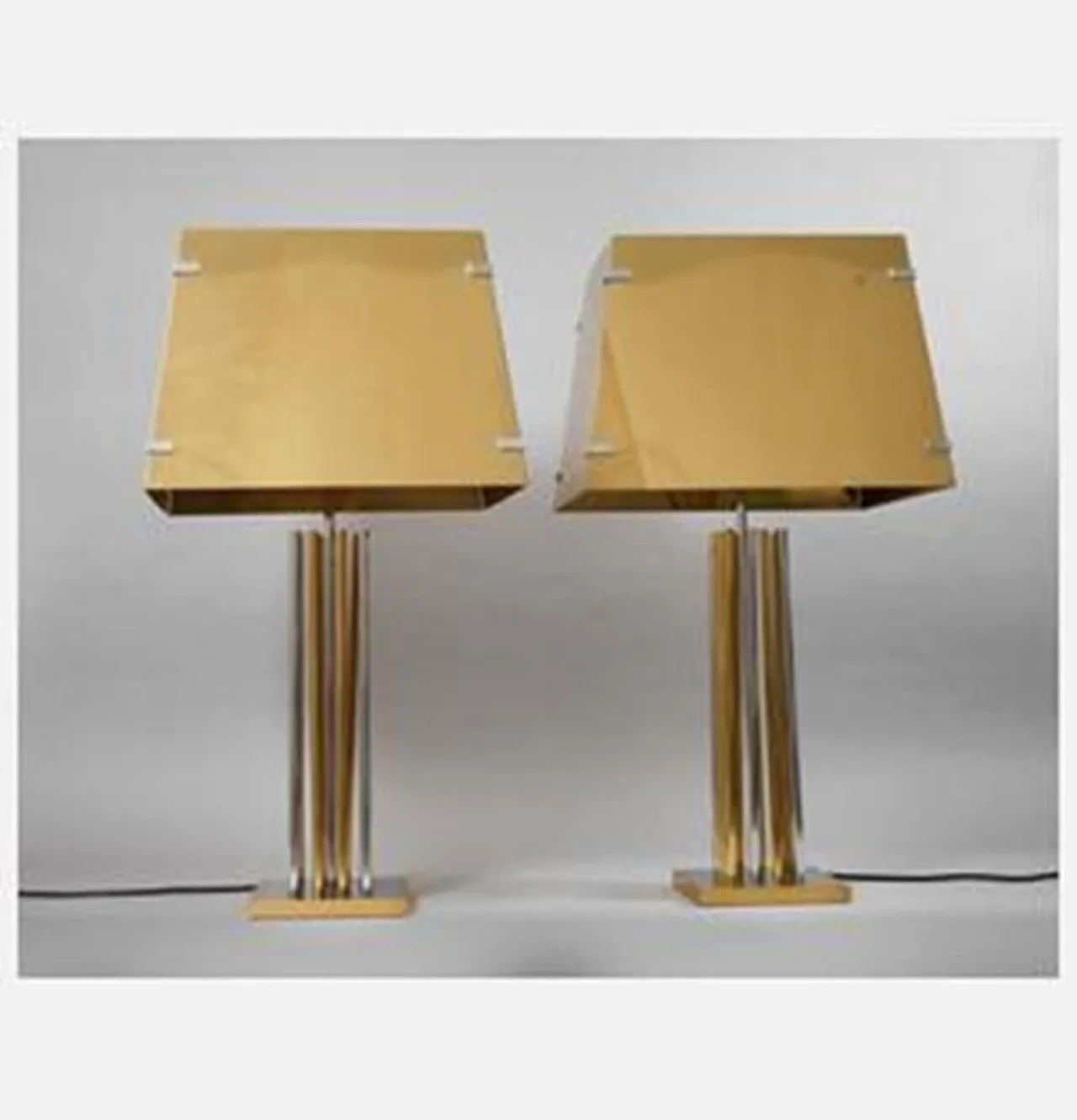 Pair of brass and chromed brass table lamps, Italy, 1970s 12