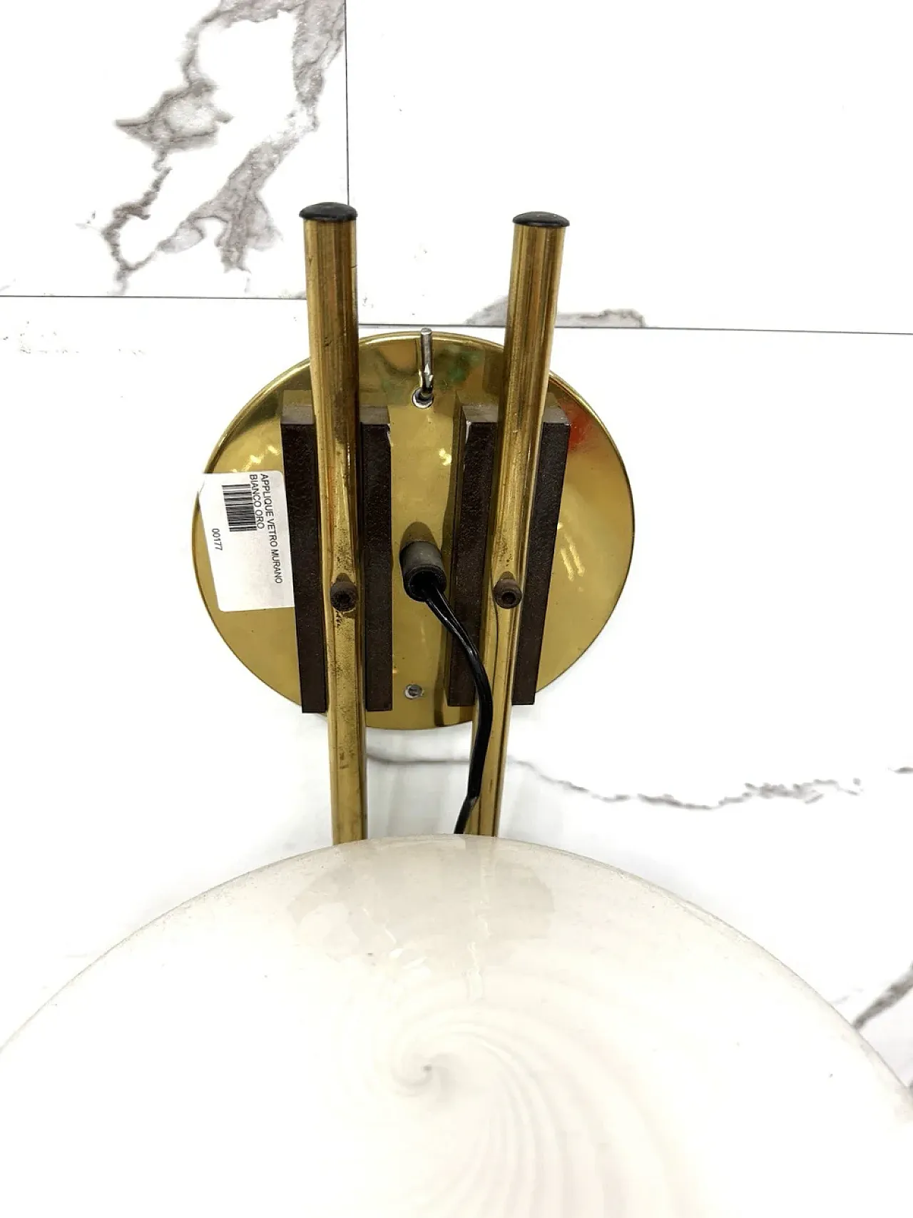 Wall lamp in brass and Murano glass, 1970s 1