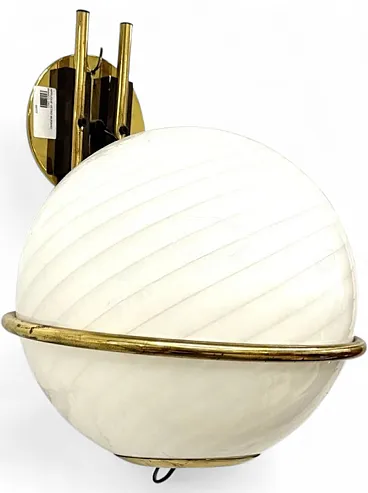 Wall lamp in brass and Murano glass, 1970s