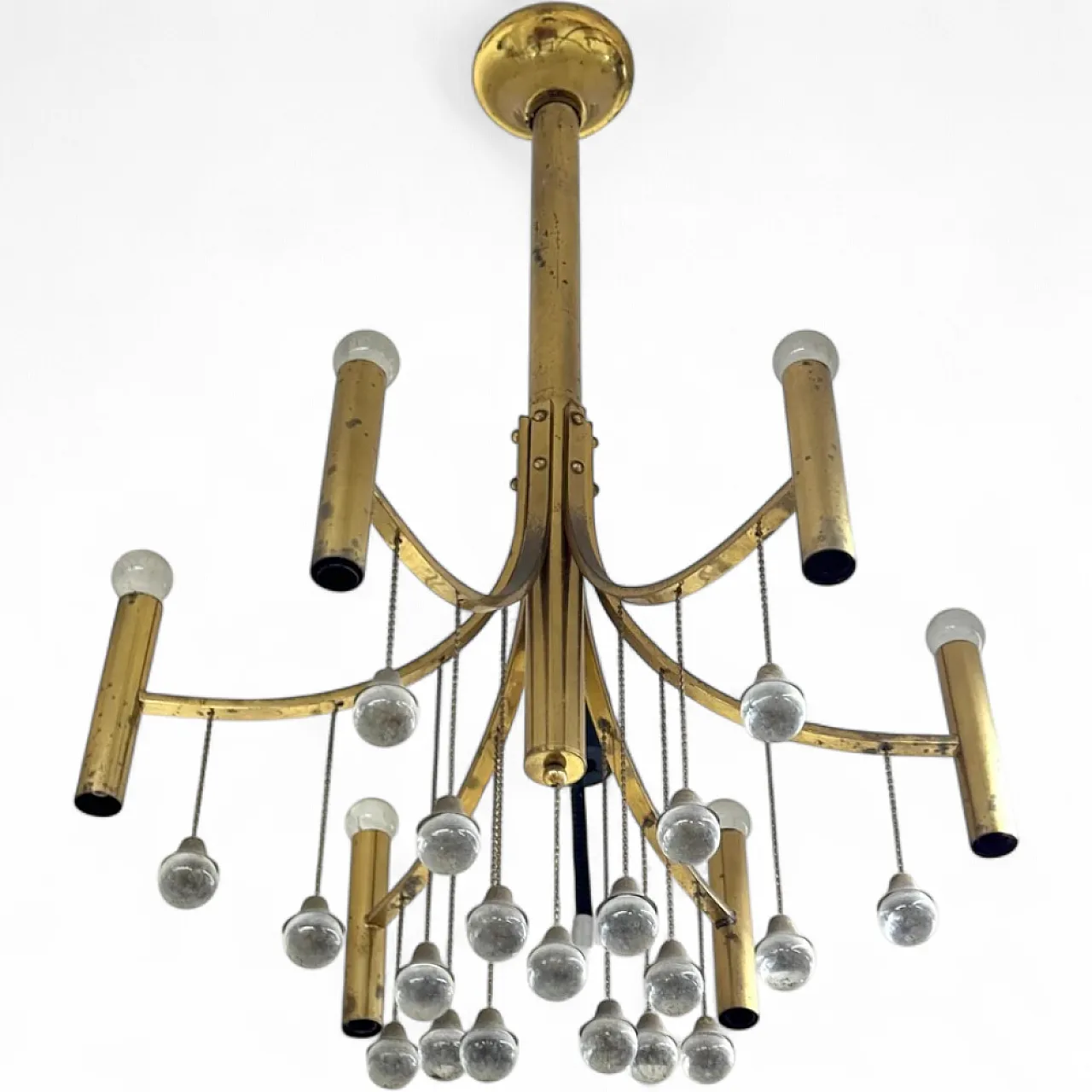 Brass chandelier by Gaetano Sciolari, late 20th century 5