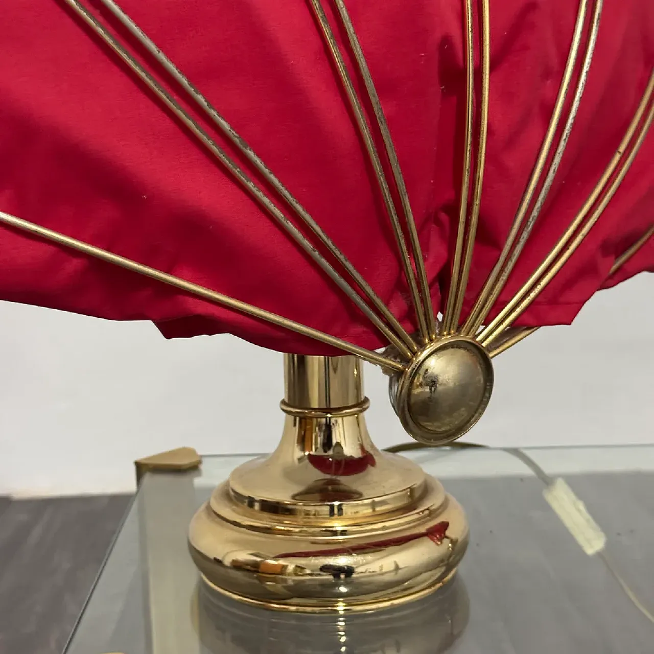 Pair of brass fan table lamps, 1970s 4