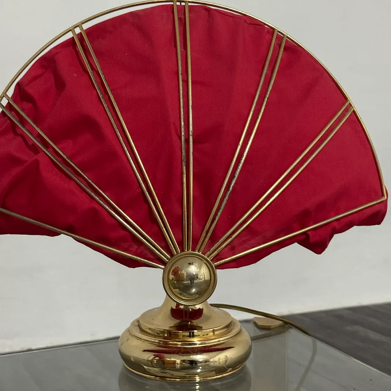 Pair of brass fan table lamps, 1970s 7