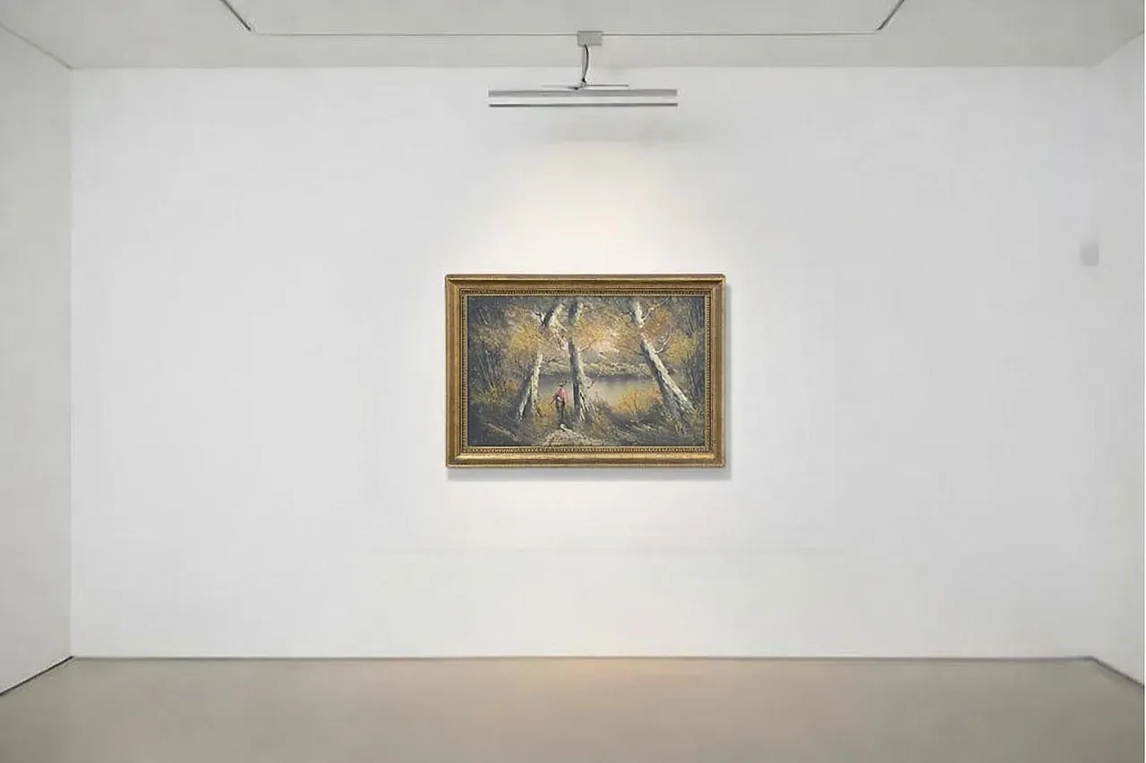 Autumn Landscape, painted with gilded frame, 1970s 2