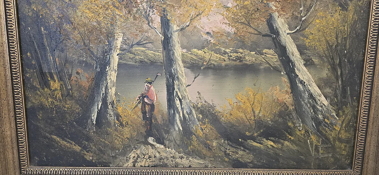 Autumn Landscape, painted with gilded frame, 1970s 7