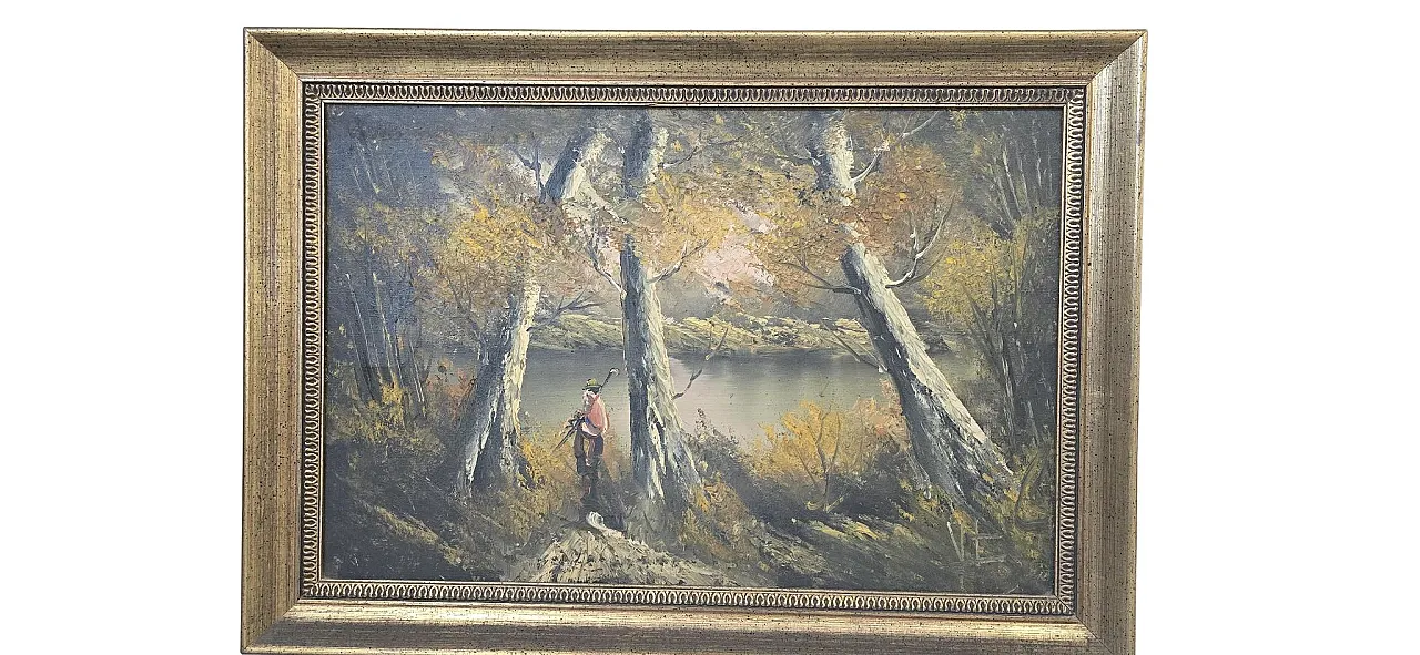 Autumn Landscape, painted with gilded frame, 1970s 10