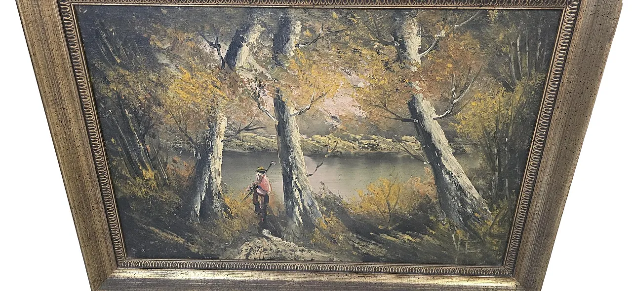 Autumn Landscape, painted with gilded frame, 1970s 11