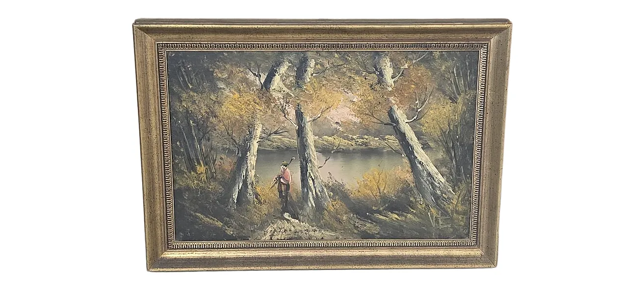 Autumn Landscape, painted with gilded frame, 1970s 12
