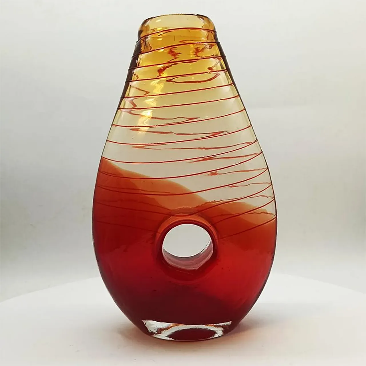 Vaso in vetro di Murano lavorato a mano, anni '70 1