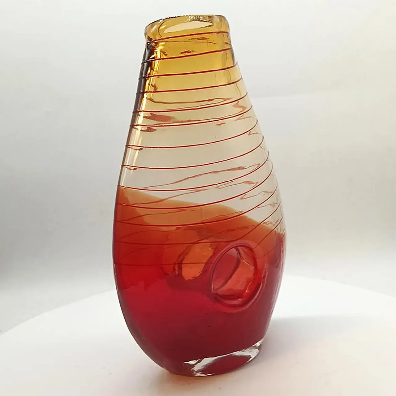 Vaso in vetro di Murano lavorato a mano, anni '70 2