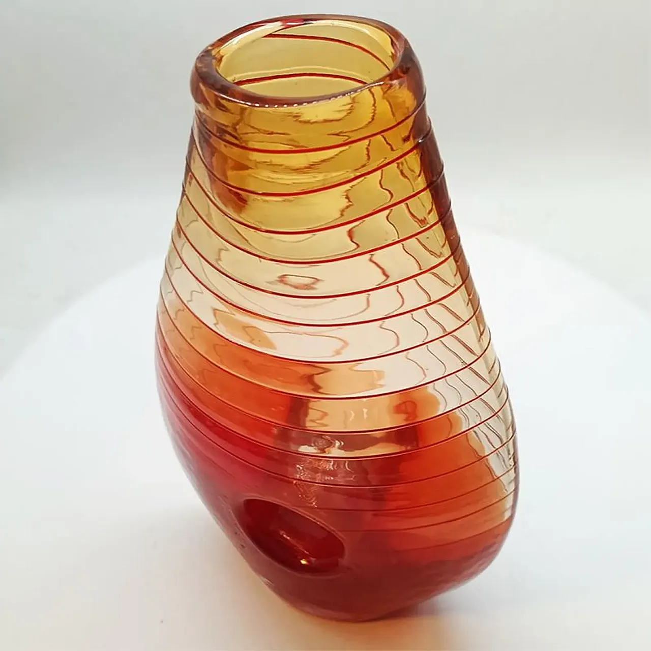Vaso in vetro di Murano lavorato a mano, anni '70 3