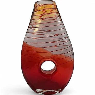 Vaso in vetro di Murano lavorato a mano, anni '70