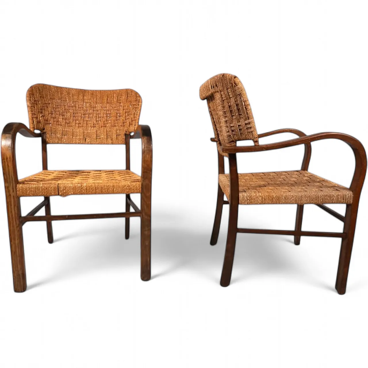 Coppia di sedie Bauhaus in corda di Erich Dieckmann, anni '30 13