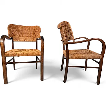 Coppia di sedie Bauhaus in corda di Erich Dieckmann, anni '30