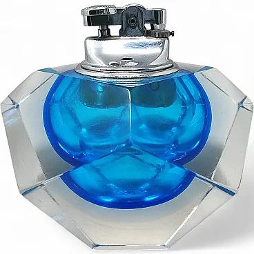 Table lighter in Murano Sommerso glass by Flavio Poli for Seguso, 1960