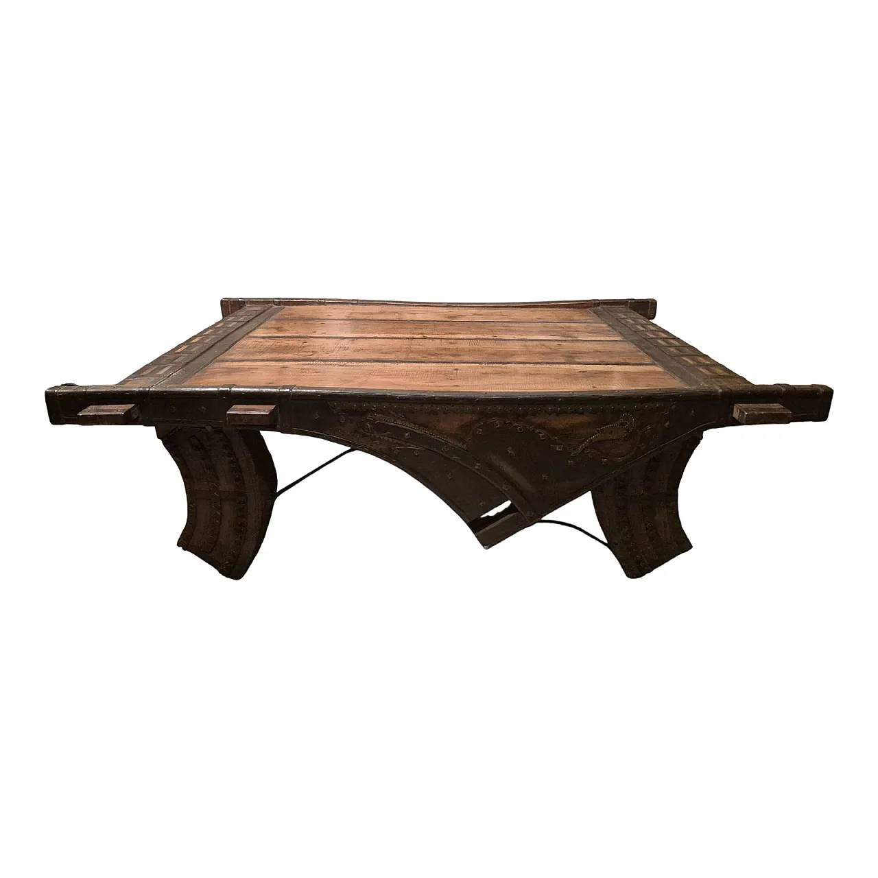 Tavolino da salotto in legno e ferro, India, di inizio '900 1