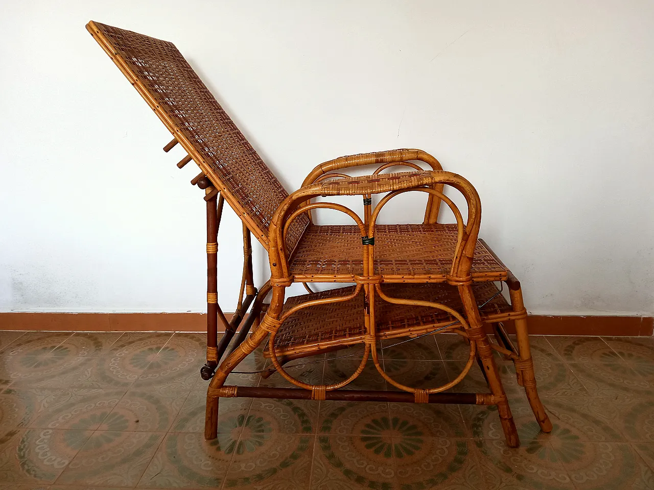 Rattan chaise armchair by Bonacina, 1930s 1