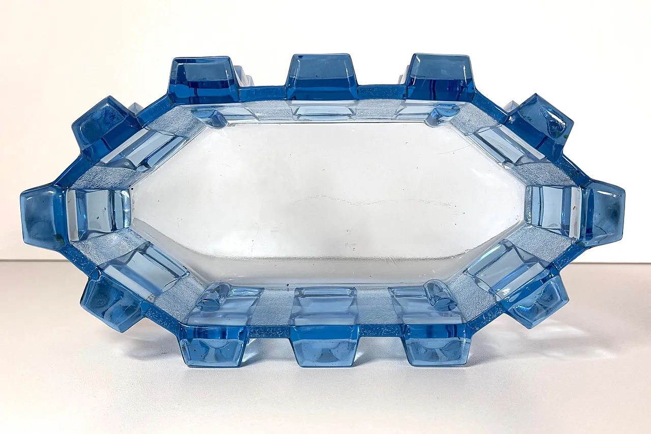 Art Deco Blue Glass Centerpiece Bowl by Rudolf Schrötter, 1970s 9