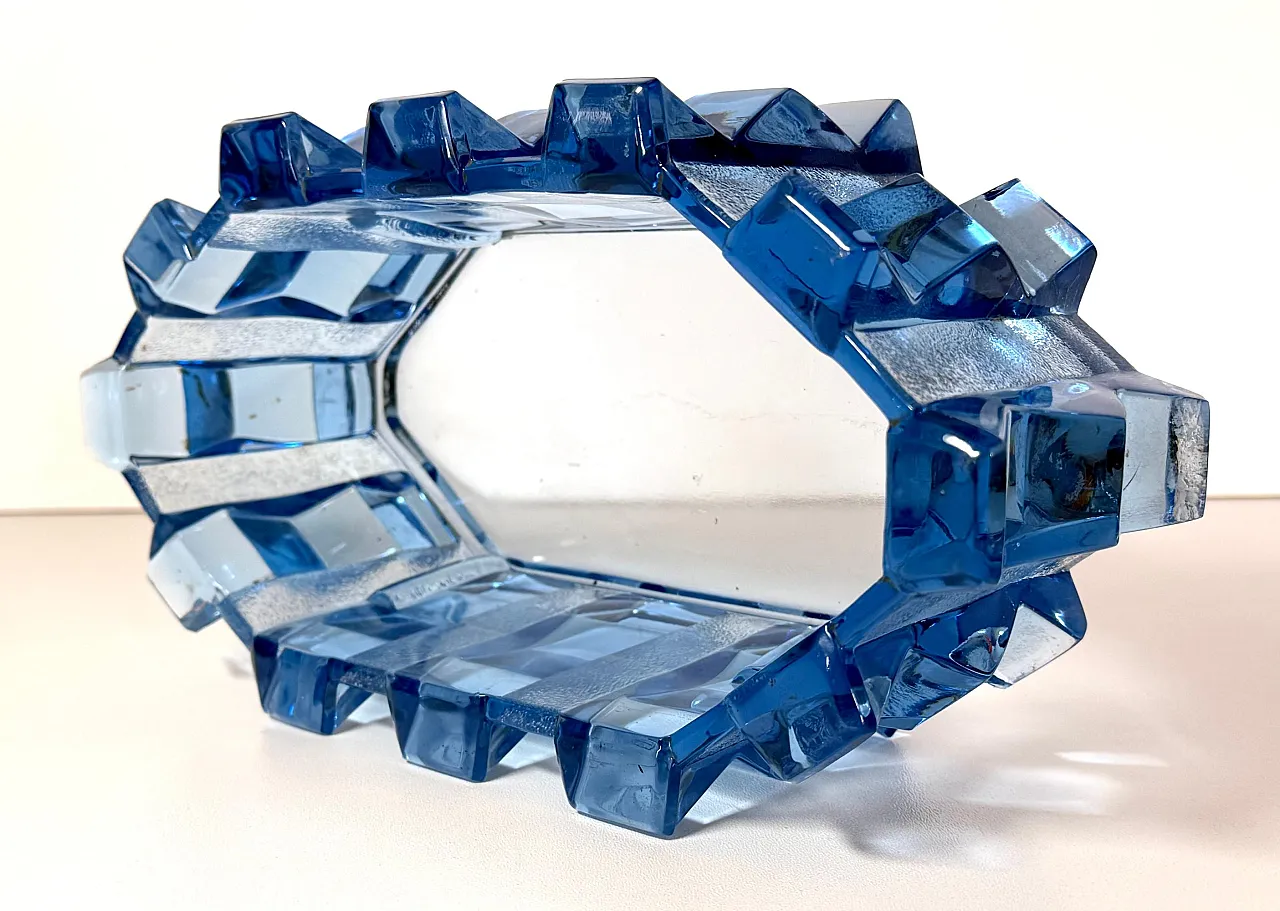 Art Deco Blue Glass Centerpiece Bowl by Rudolf Schrötter, 1970s 10