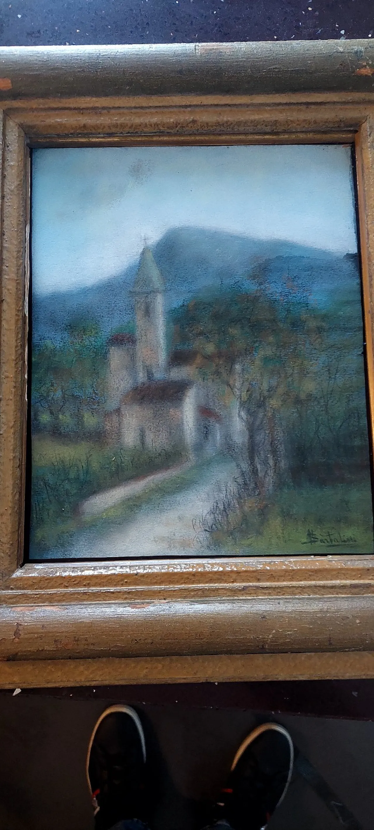 Landscape by Bartalini, pastel on paper with frame, 20th century 3