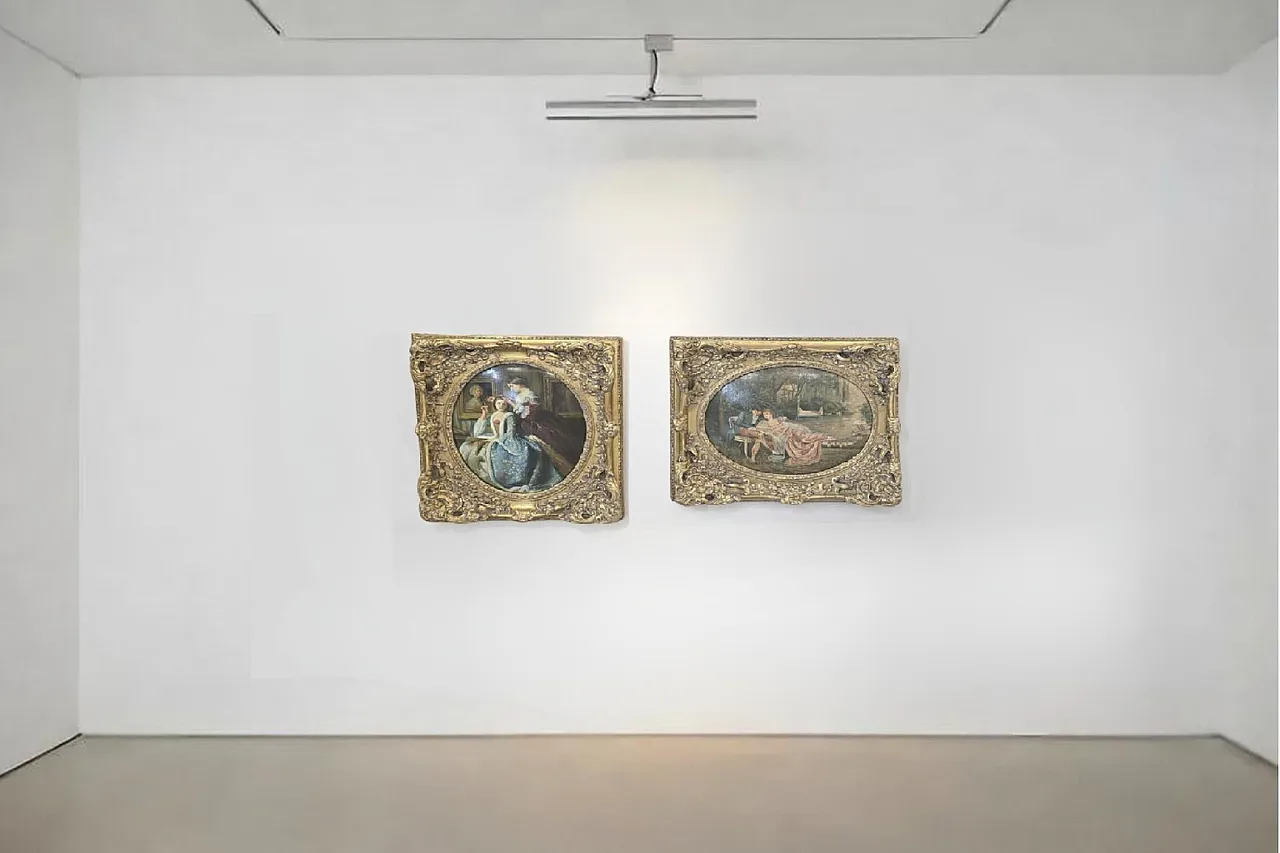 Eighteenth-Century Galant Scenes, oil on canvas, mid-20th century 4