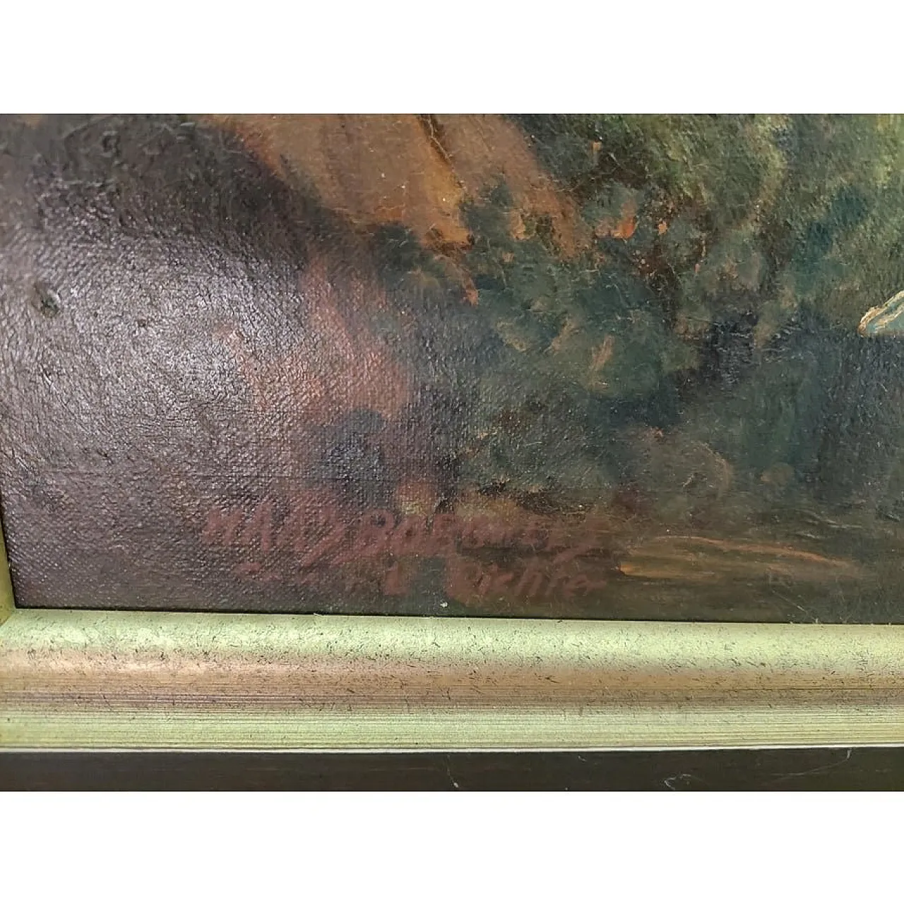 Signed Landscape, German school, Oil on canvas, 19th c. 8
