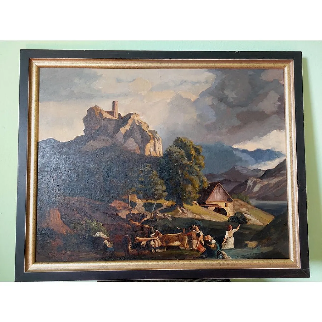 Signed Landscape, German school, Oil on canvas, 19th c. 10