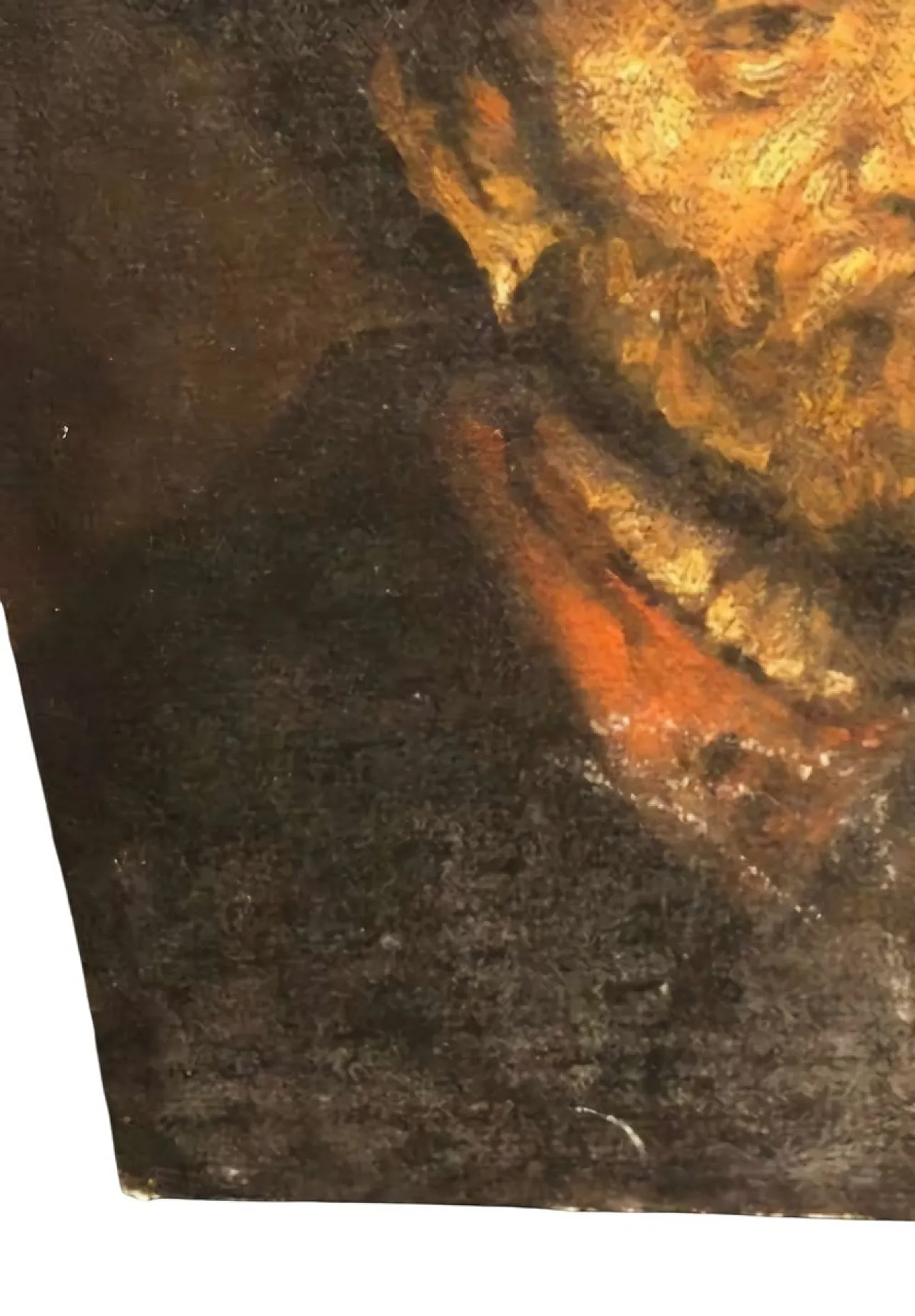 Tronie of bearded man with hat, oil on panel, late 20th century 5