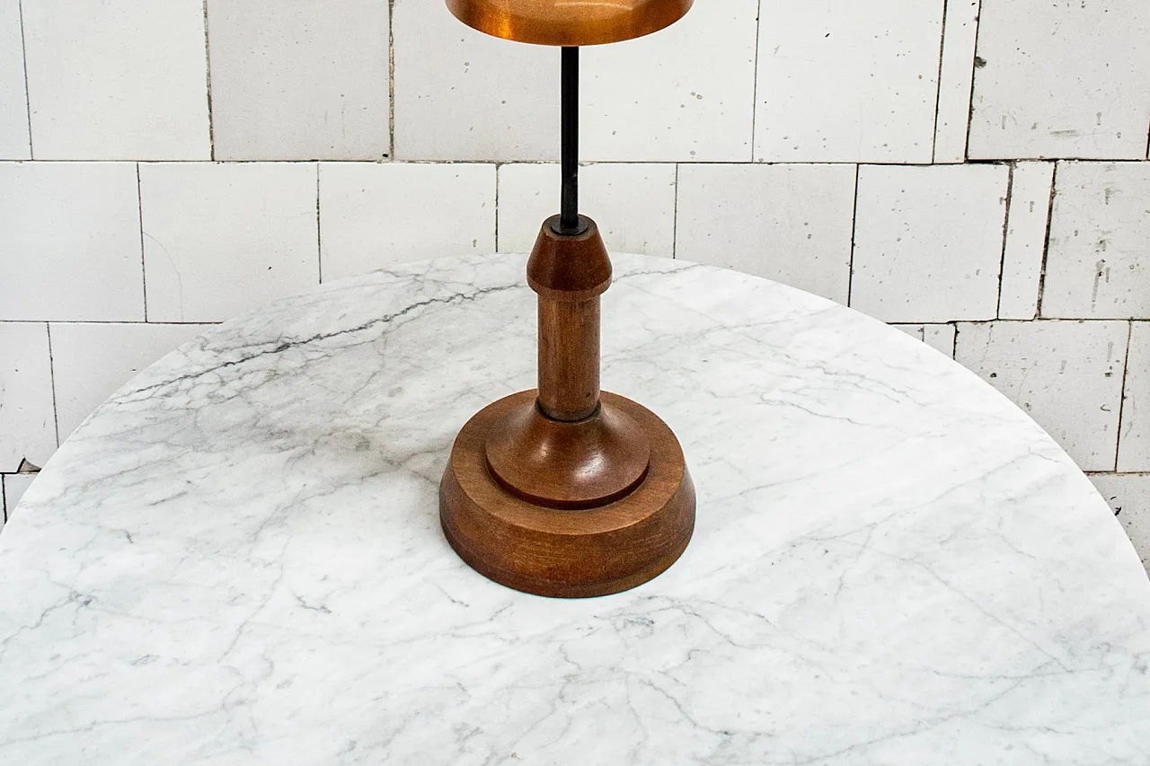 Lamp with wooden frame and copper lampshade by Stilnovo, 1950s 4
