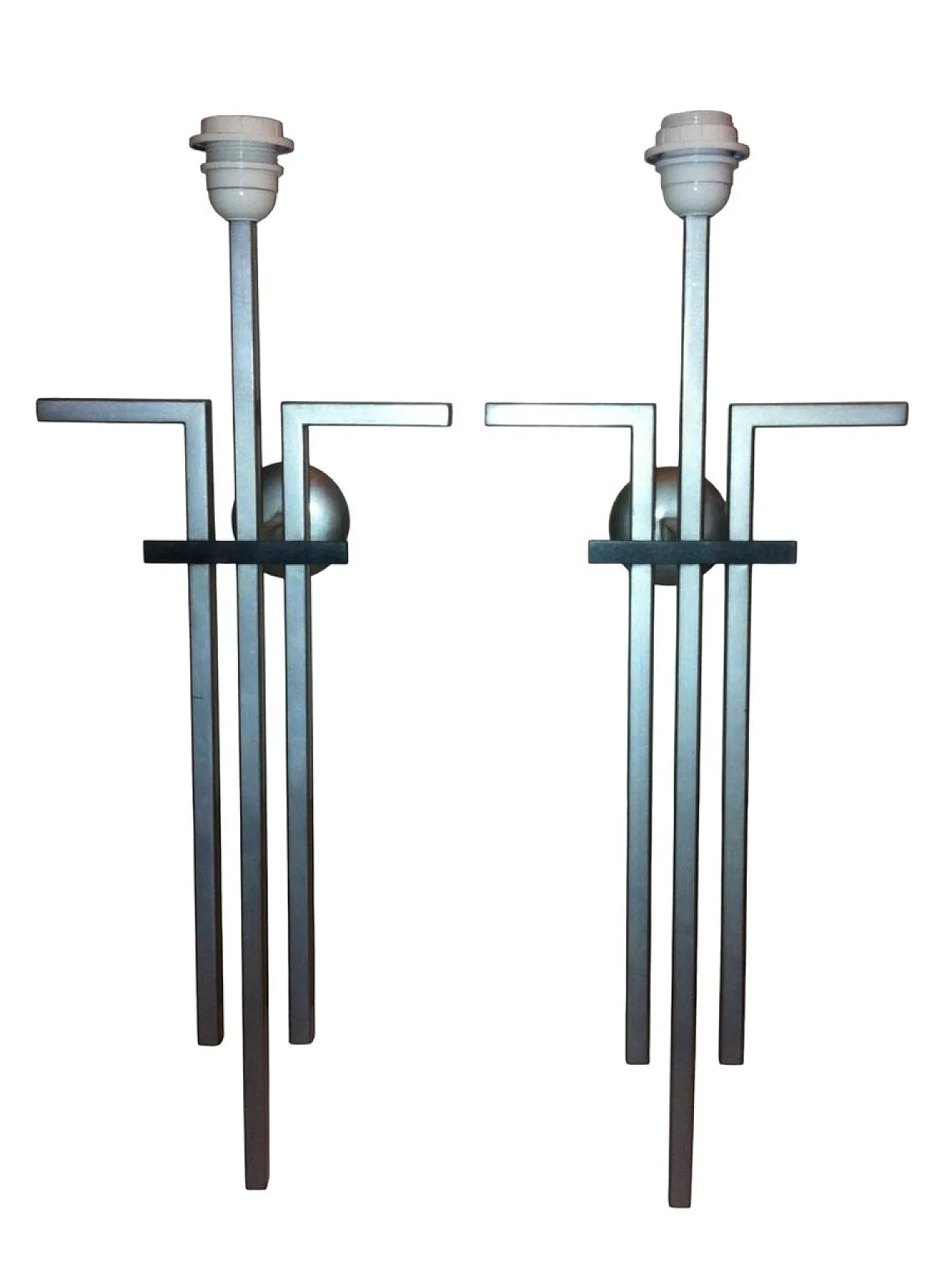 Sculptural Pair of Geometric Wall Sconces, 1970s 1