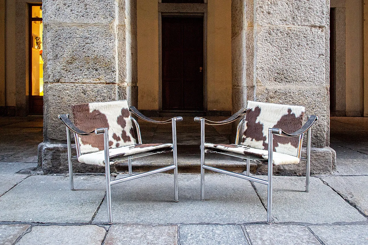 Pair of LC1 armchairs by Le Corbusier for Cassina, 1960s 2