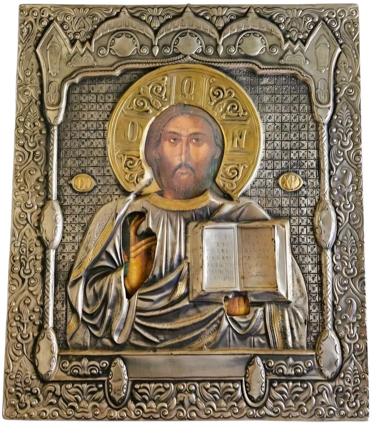 Orthodox icon in wood and silver, early 19th century 1