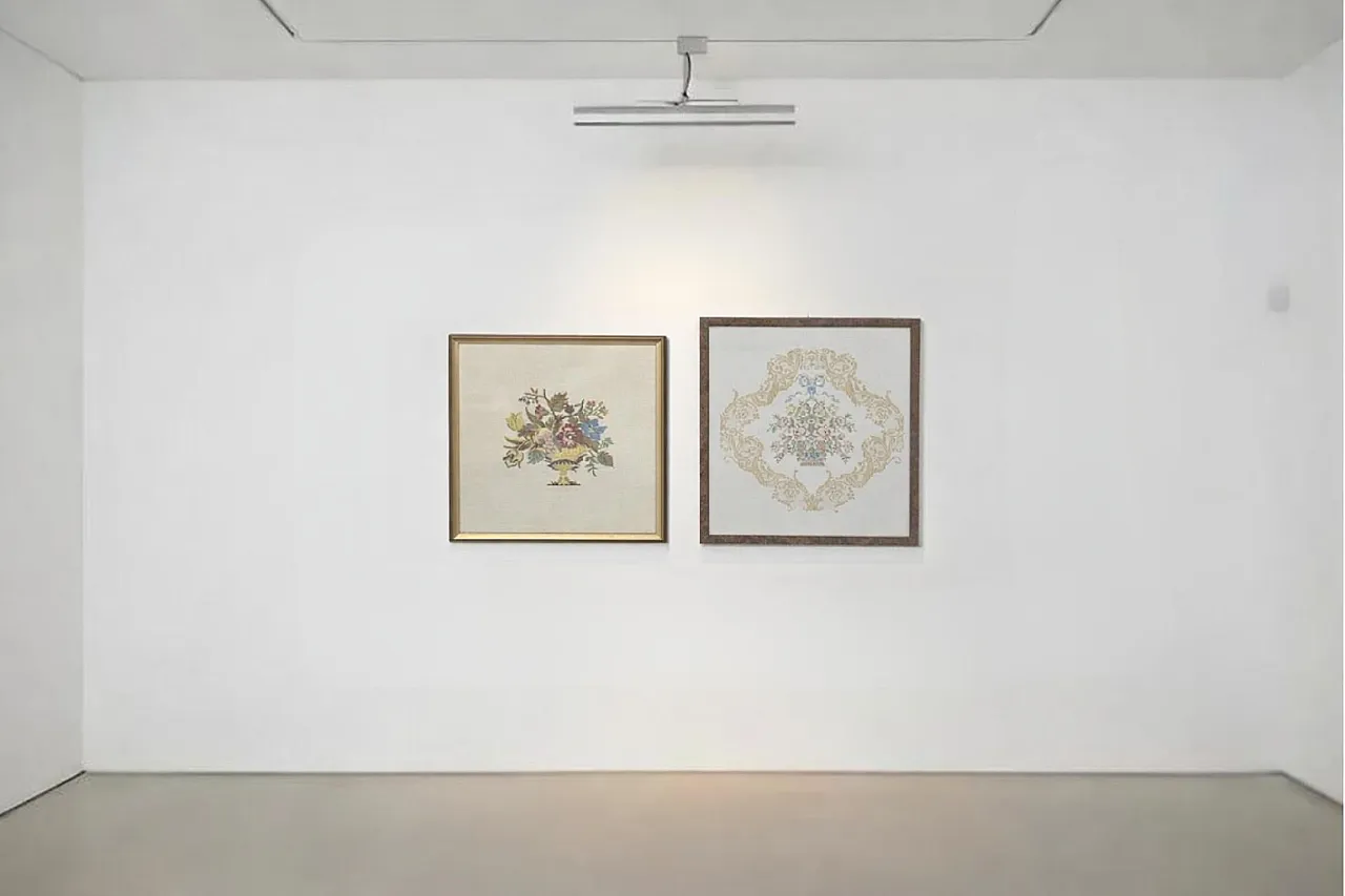 Pair of handcrafted embroidery paintings, 1970s 2