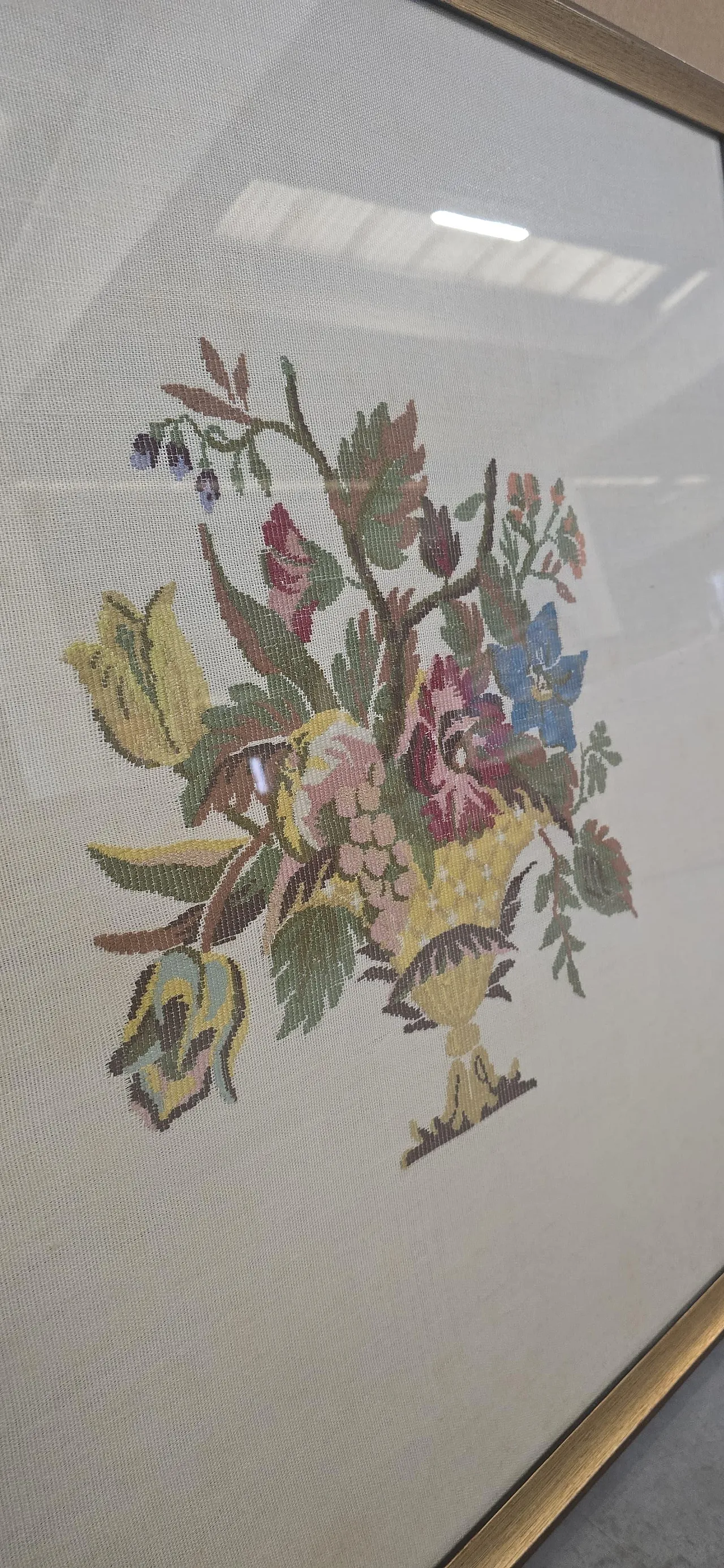 Pair of handcrafted embroidery paintings, 1970s 3