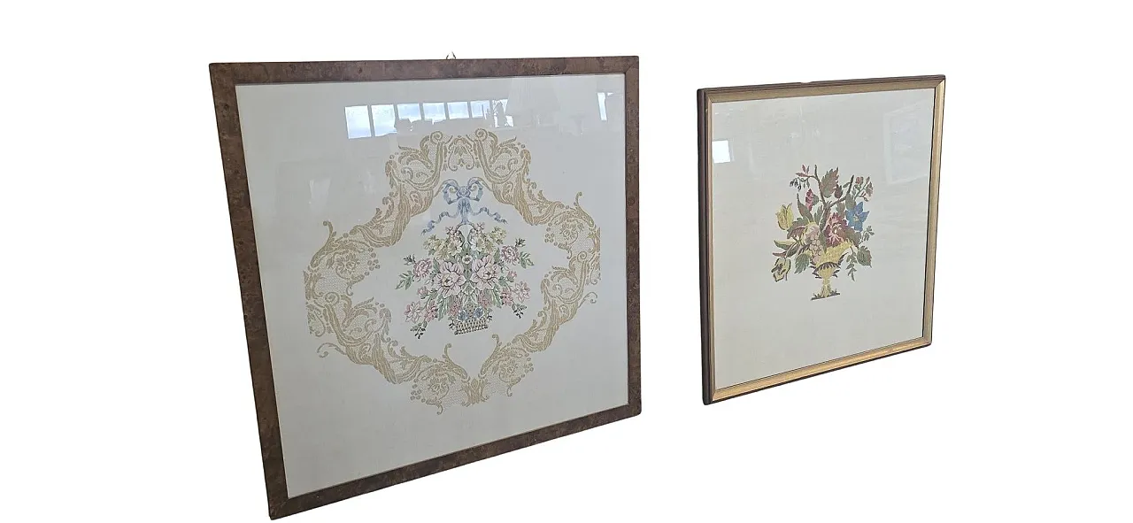 Pair of handcrafted embroidery paintings, 1970s 12