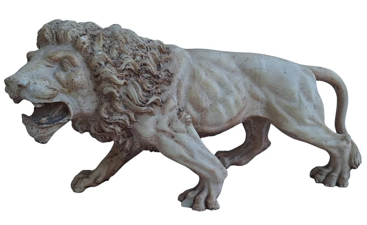 Antique Albaster Lion Statue, 19th Century 1