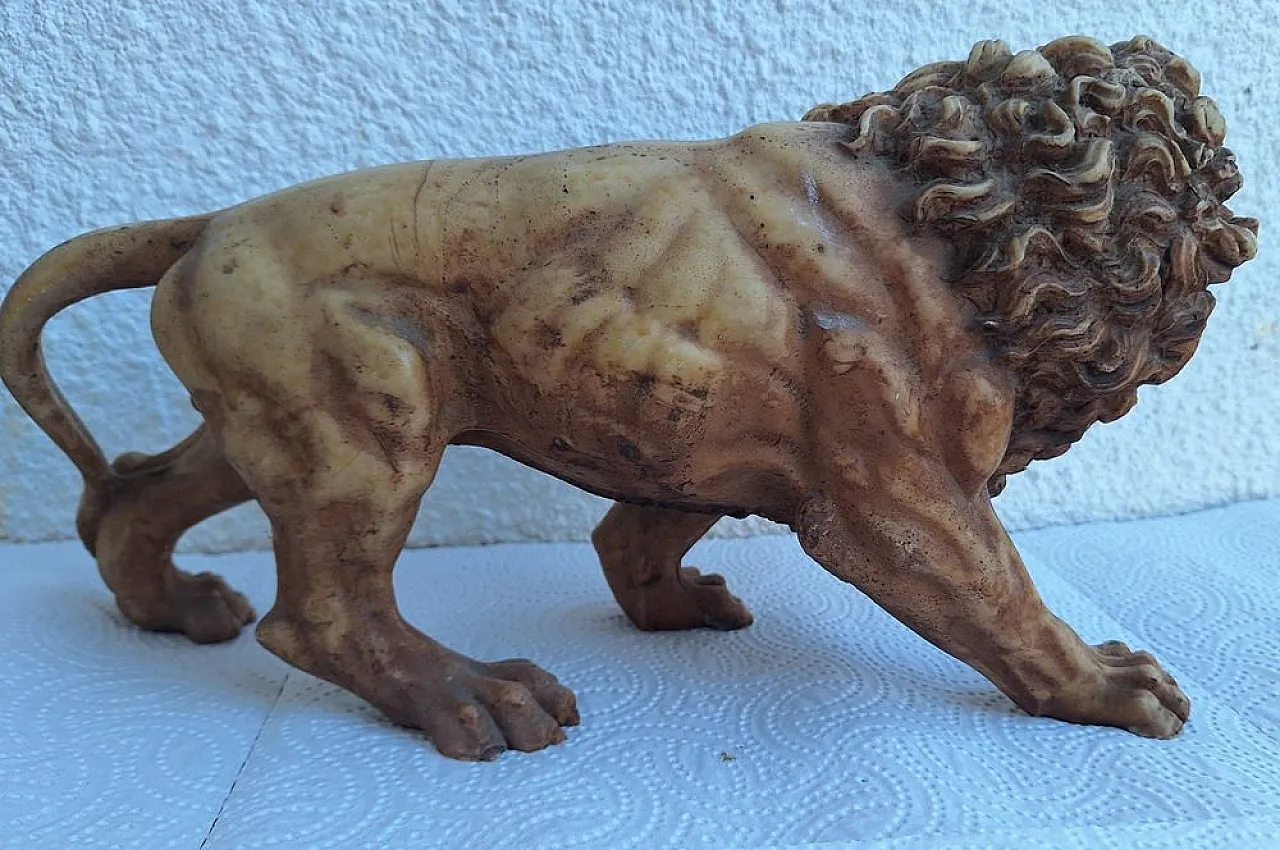 Antique Albaster Lion Statue, 19th Century 4
