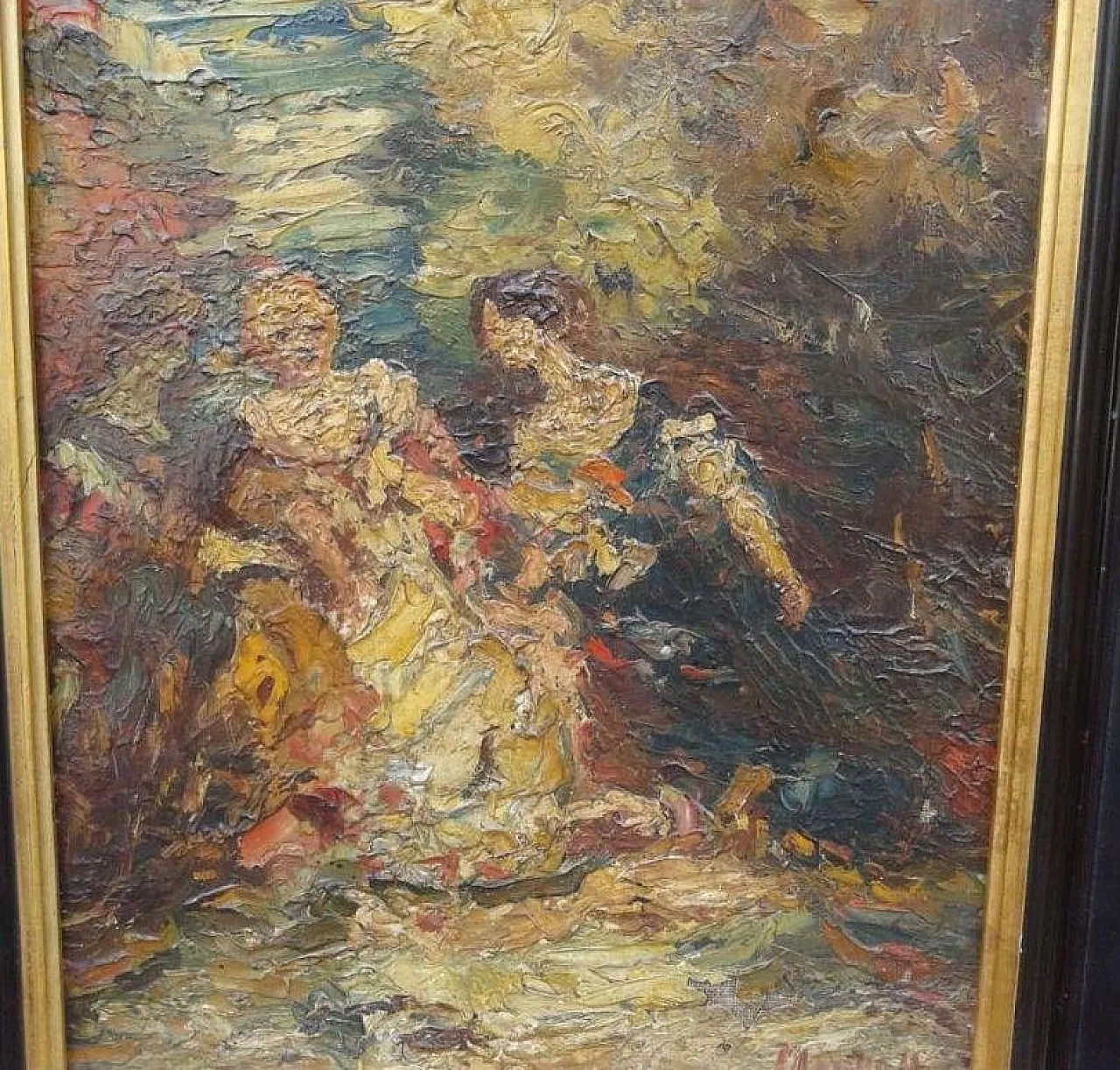 Three Elegant Ladies in a Park by Adolphe Montice, '800 6