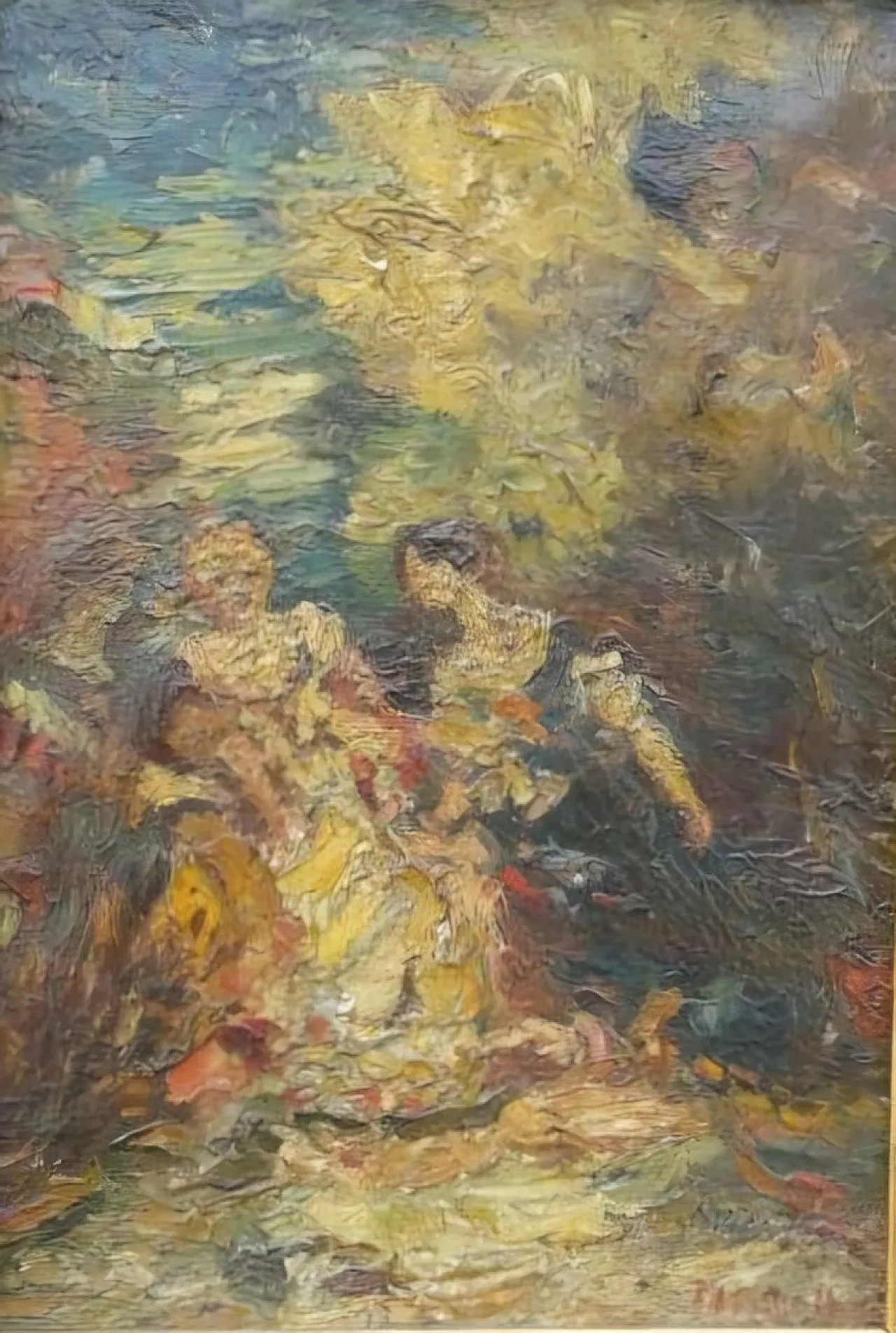 Three Elegant Ladies in a Park by Adolphe Montice, '800 9