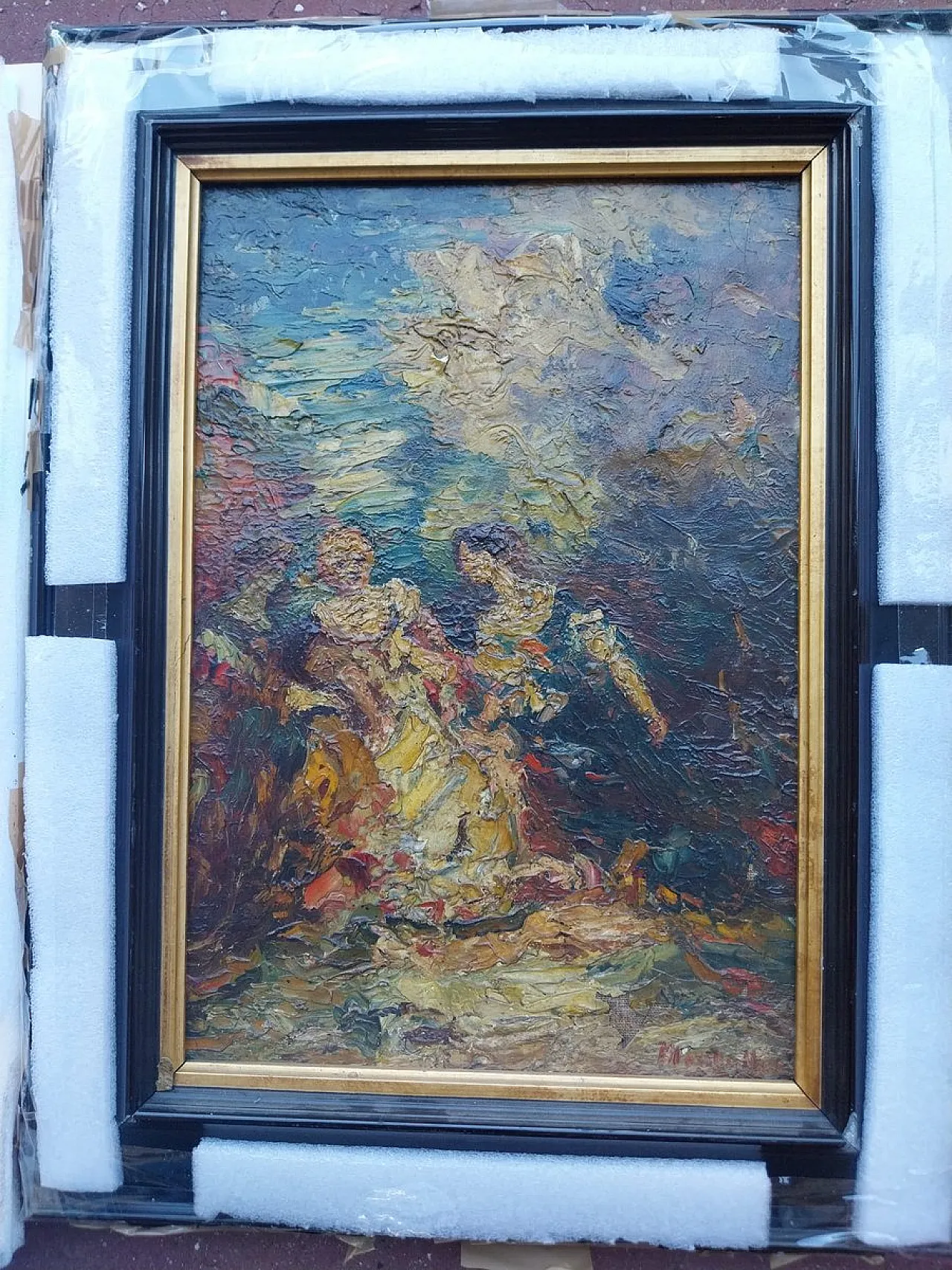 Three Elegant Ladies in a Park by Adolphe Montice, '800 14