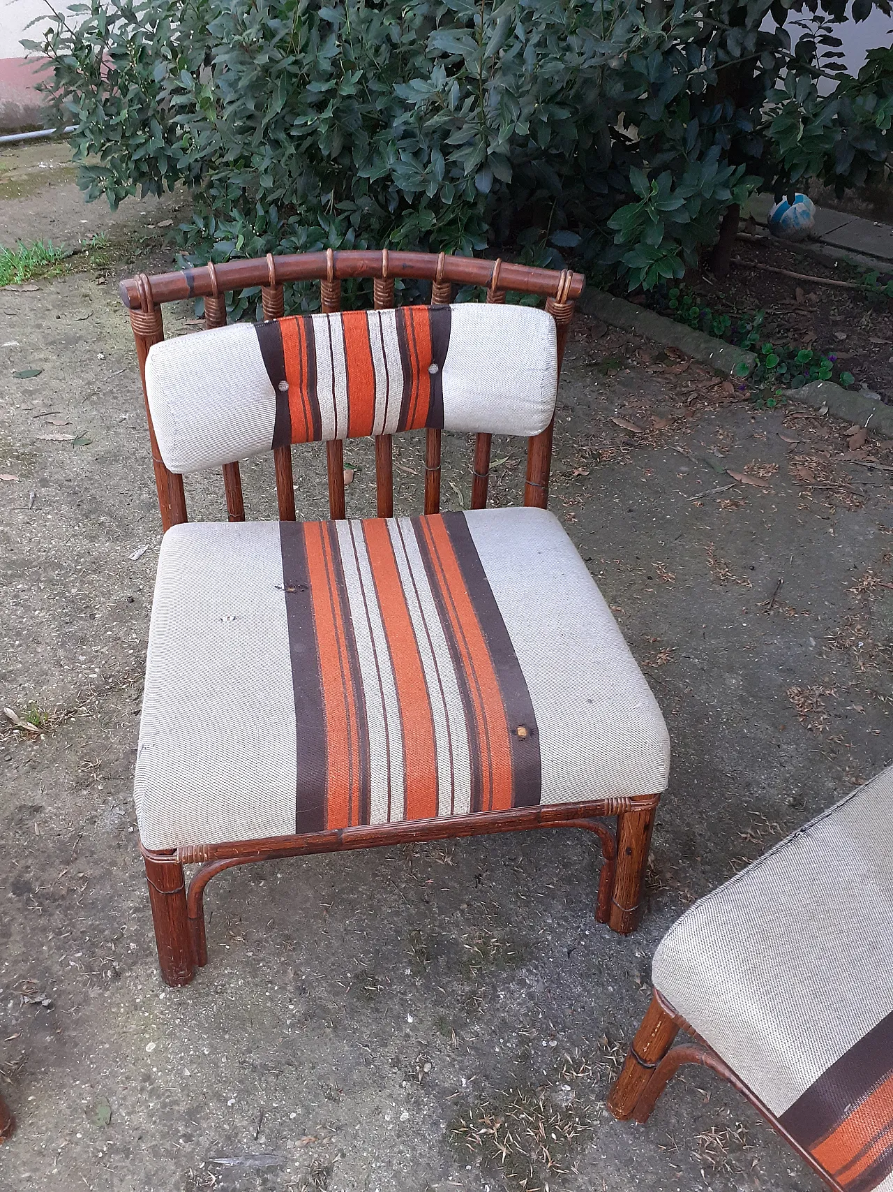 3 Bamboo armchairs, 70s 12