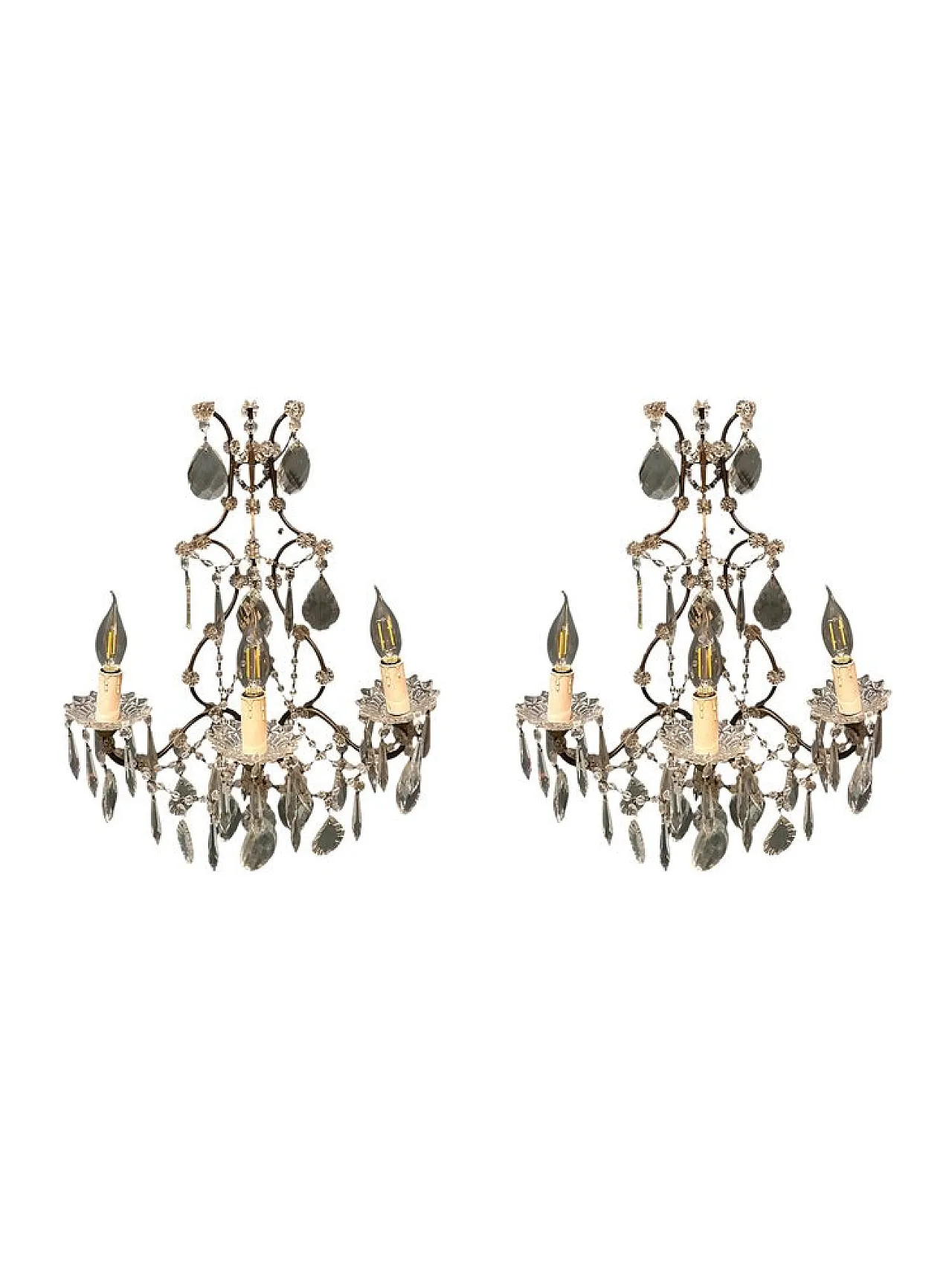 Pair of Italian Crystal Wall Sconce, 1960s 1